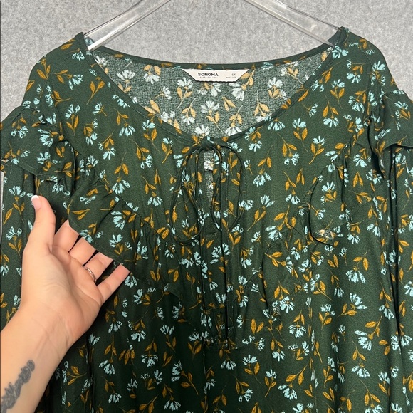 Sonoma Womens Goods For Life Long Sleeve Ruffle Peasant Top NWT 5X - Picture 4 of 6